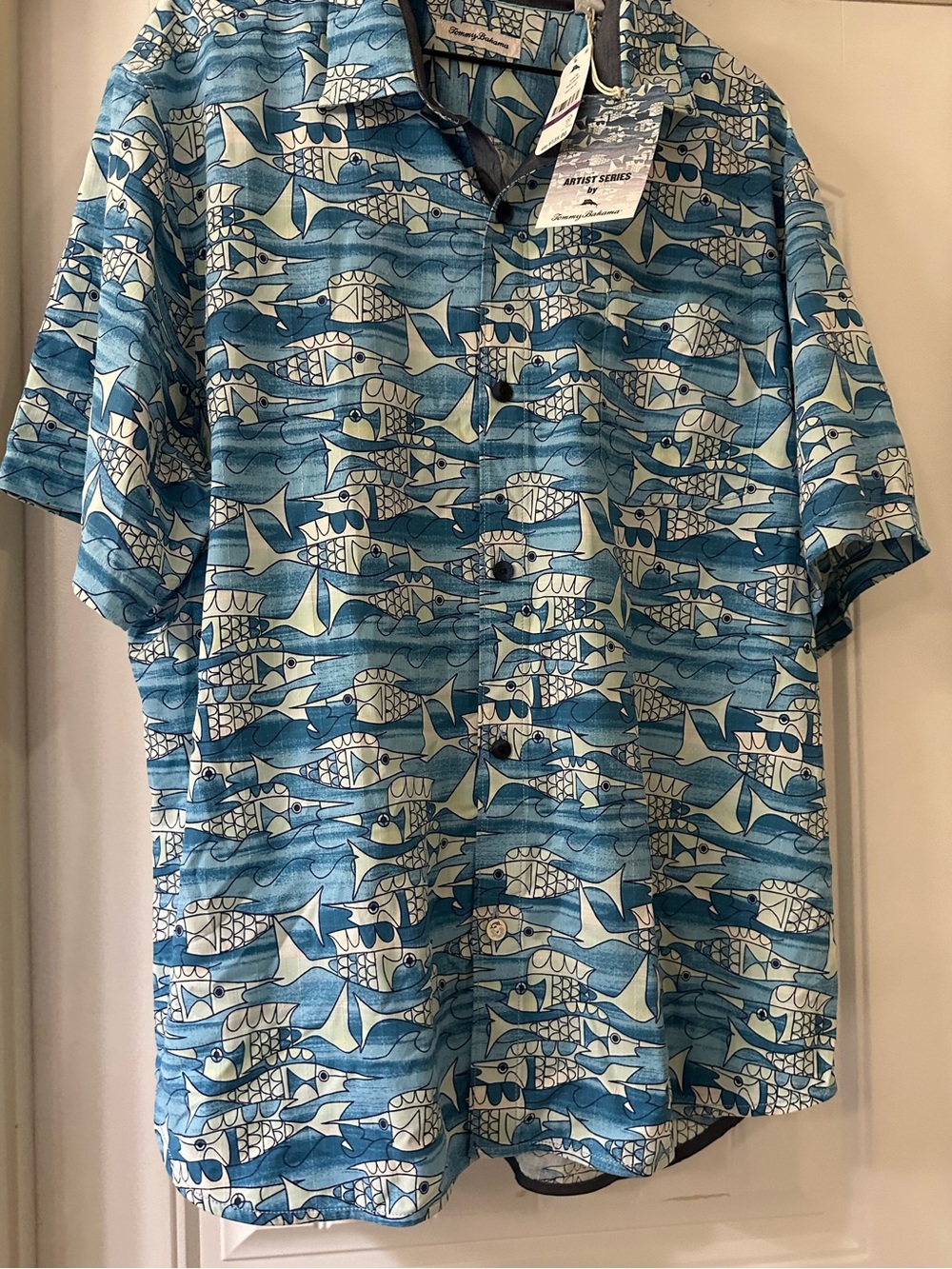 Tommy Bahama Artist Series Blue Fish Bay Camp Shirt XXL NWT